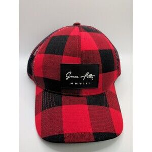 Grace Folly Truckers Plaid Hat Red 6 Panel Snapback Unisex Adjustable Mesh Back
